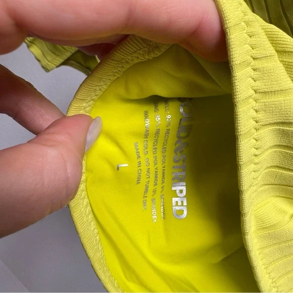 NWT Solid & Striped Elle Ribbed Bikini Top & Bottom Chartreuse Set of 2 pcs - Picture 8 of 11